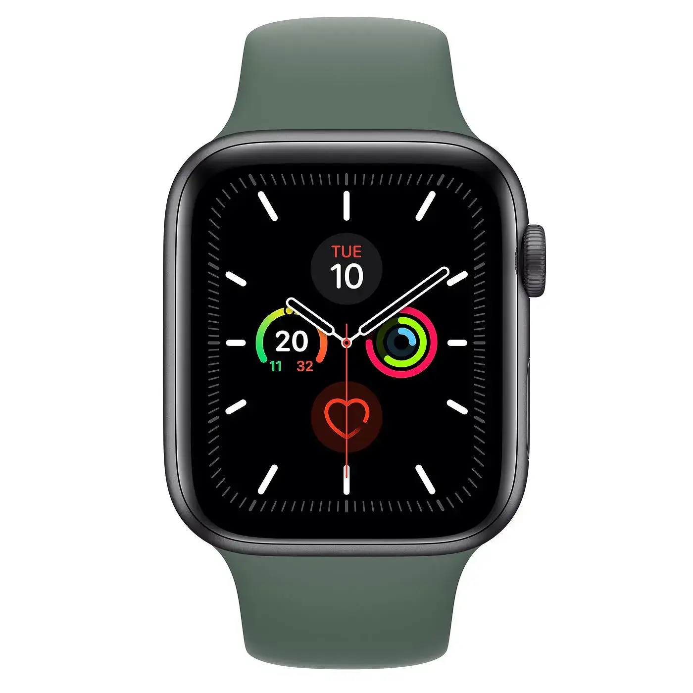 Apple Watch Series 5 GPS 44mm Space Gray Aluminum Case with Pine Green Sport Band (MWT52)
